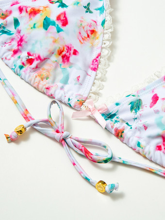 女性用フローラルレースフリル夏ビキニ 2025