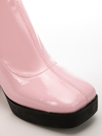 Stivali neri sexy sopra il ginocchio con tacco medio spesso e punta quadrata stivali alti fino alla coscia