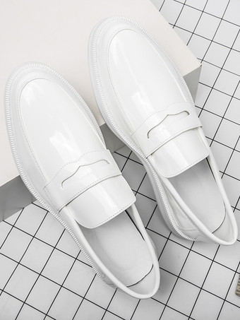 メンズ ペニーローファー パテントレザー プラットフォーム スリッポン ウェディングシューズ ロートップ 快適 ソフトソール 滑り止め ビジネス フォーマルシューズ