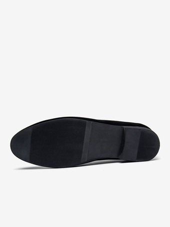 メンズ タッセルローファー スエード スリッポン モカシン ラウンドトゥ ローブロックヒール ペニーシューズ