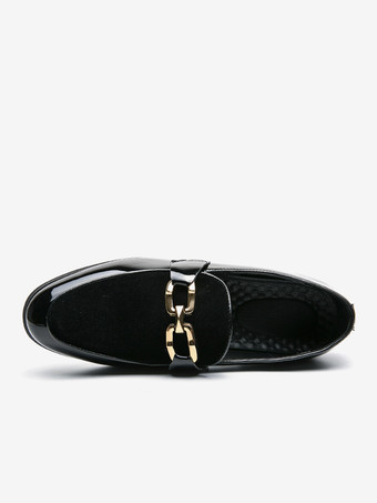 メンズ ホースビットローファー スエード スプライスレザー スリッポン チェーンバックル ペニーシューズ ポインテッドトゥ ローヒール プロムシューズ