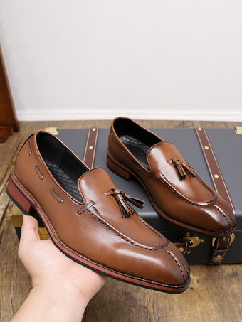 メンズ タッセルローファー スリッポン ロートップ ミッドヒール ペニーシューズ