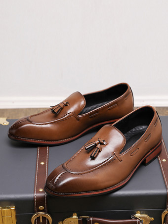 メンズ タッセルローファー スリッポン ロートップ ミッドヒール ペニーシューズ