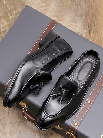 メンズ タッセルローファー スリッポン ロートップ ミッドヒール ペニーシューズ