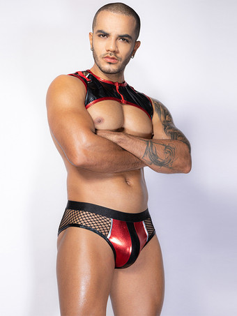 メンズ セクシー コスチューム ブラック ゴーゴーボーイ メッシュトップ ロールプレイセット