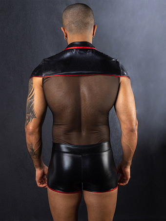 メンズ セクシー コスチューム ナース ロールプレイ メッシュ ポリエステル セクシー ランジェリー ジャンプスーツ