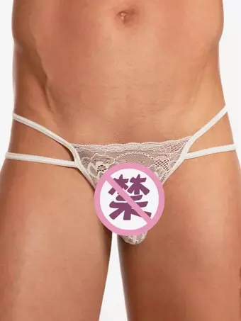 Herren Unterwsche Sexy Dessous Spitze Atmungsaktiv T-String - Milanoo.com
