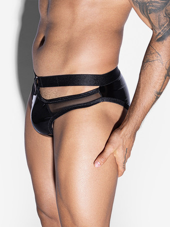 メンズランジェリー 下着 メッシュ ローライズ ポーチ ひもパンティー