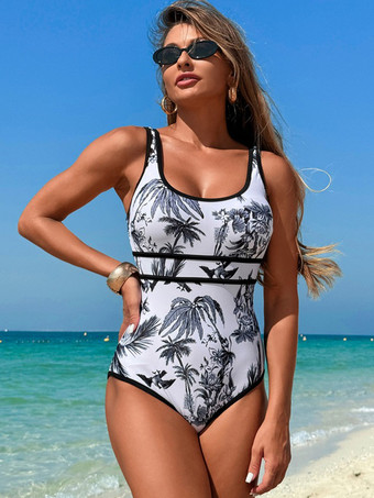 ホワイト 夏のビーチにぴったりのシンプルなワンピース水着 2025