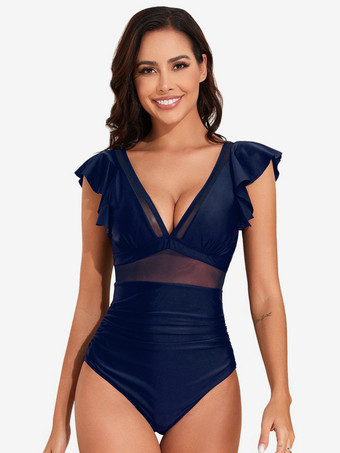 2025年夏向けフラッタースリーブシアーワンピース水着