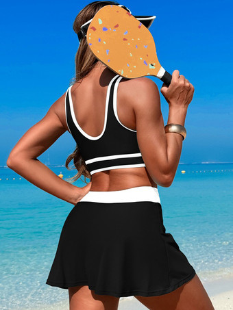 コントラストカラーの水着とビーチスポーツスカートの2点セット、女性用 2025