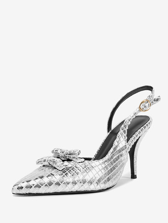 Décolleté con tacco alto punta affilata dettaglio fibbia slip on