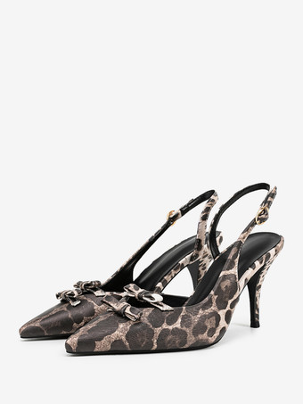 Décolleté con tacco alto punta affilata dettaglio fibbia slip on