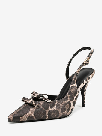 Marrone Décolleté con tacco alto punta affilata dettaglio fibbia slip on