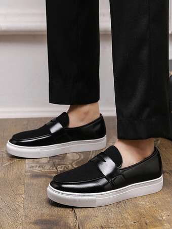 メンズ ペニーローファー スリッポン ラウンドトゥ 厚底 モカシン スエード スプライスレザー ペニーシューズ