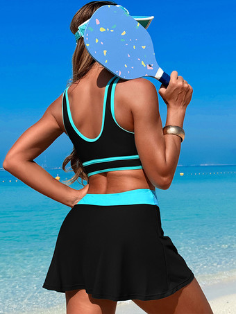 コントラストカラーの水着とビーチスポーツスカートの2点セット、女性用 2025
