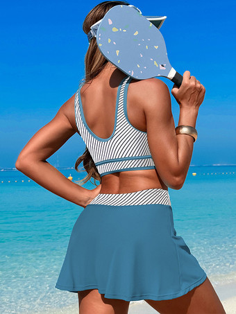 コントラストカラーの水着とビーチスポーツスカートの2点セット、女性用 2025