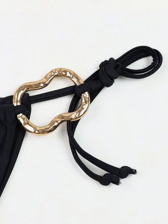 ホルターネック セクシー 無地 ビキニ ローウエスト ツーピース 水着 夏 2025