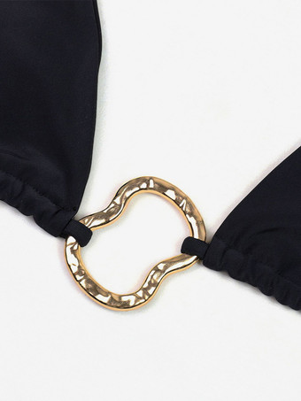 ホルターネック セクシー 無地 ビキニ ローウエスト ツーピース 水着 夏 2025