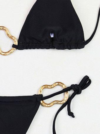 ホルターネック セクシー 無地 ビキニ ローウエスト ツーピース 水着 夏 2025