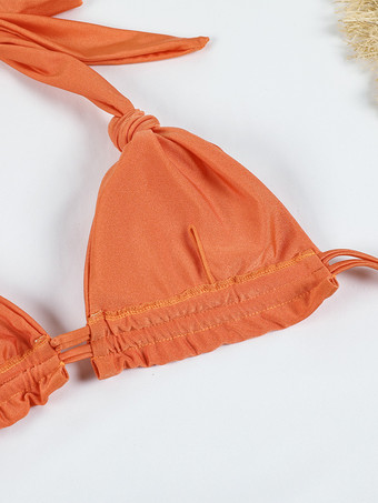 2025年夏用無地結び目セクシービキニ2ピース水着