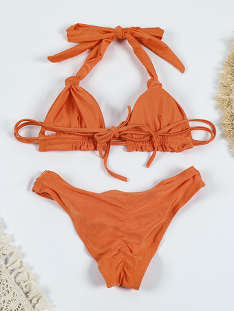 2025年夏用無地結び目セクシービキニ2ピース水着