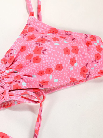 2025年夏用花柄プリントセクシーストラップビキニ2ピース水着