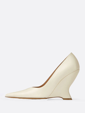 BeigeEscarpins à talons compensés argentés pour femmes bout pointu et design