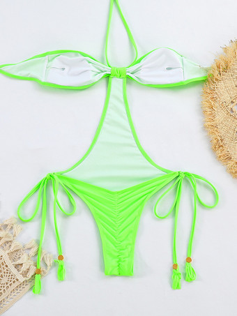 2025年夏向けホルターネックモノキニボヘミアンワンピース水着