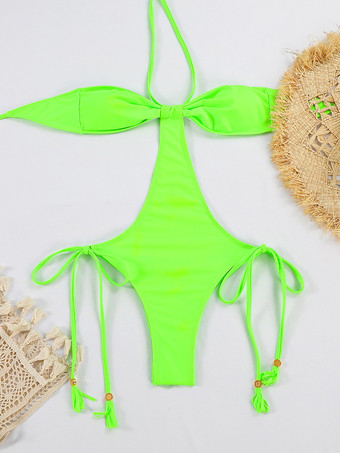 2025年夏向けホルターネックモノキニボヘミアンワンピース水着