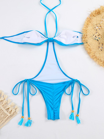 2025年夏向けホルターネックモノキニボヘミアンワンピース水着