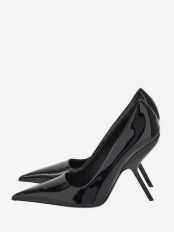 ブラック 女性用赤いハイヒール、つま先が尖ったデザインヒールパンプス