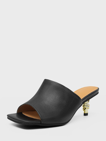 キトンヒールミュール オープントゥデザインヒールバックレスサンダル