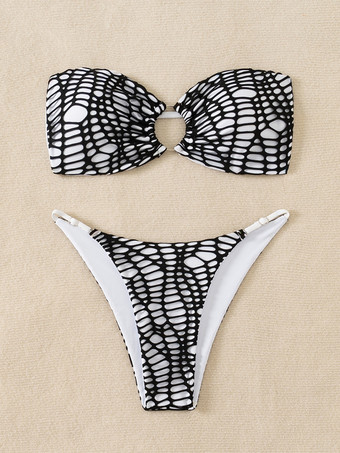 2025年夏向けコントラストカラーのストラップレスリングリンクビキニ