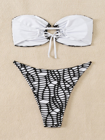 2025年夏向けコントラストカラーのストラップレスリングリンクビキニ