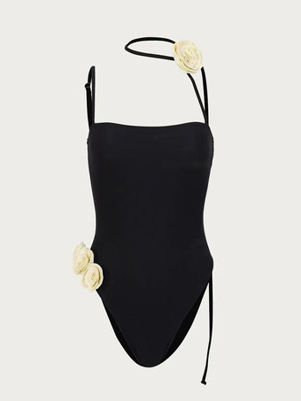 2025年夏向け3Dフラワー付きレトロワンピース水着