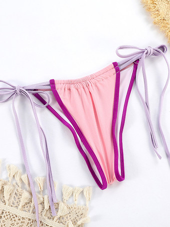 コントラストカラーのストリングビキニセクシーなツーピース水着 2025年夏