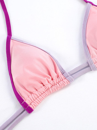 コントラストカラーのストリングビキニセクシーなツーピース水着 2025年夏