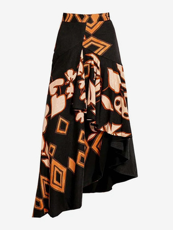 プリントワンショルダーカットアウトワンピース水着とイレギュラースカートセット 2025