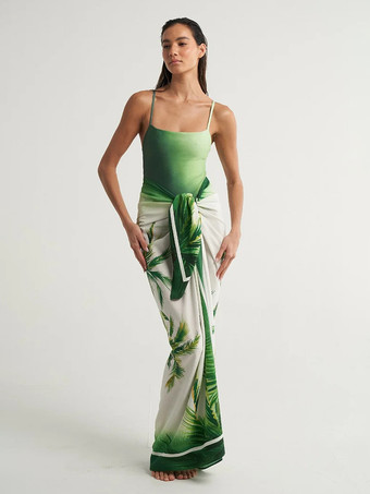 グラデーションワンピース水着とビーチサロンスカートカバーアップセット 2025