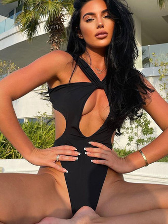 2025年夏向けセクシーなカットアウトモノキニビーチワンピース水着