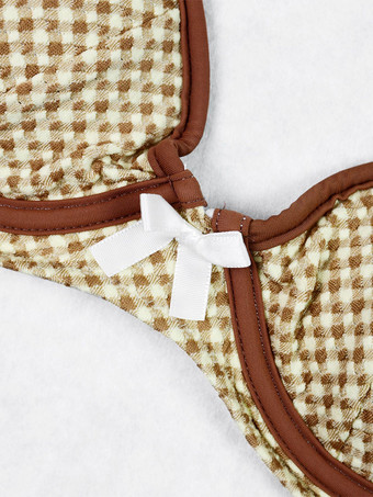 2026年夏用チェック柄ビキニビーチツーピース水着