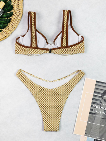 2026年夏用チェック柄ビキニビーチツーピース水着