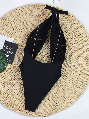 セクシーなカットアウトホルターモノキニ、3Dフラワーデコレーション付き、2025年夏向けワンピース水着