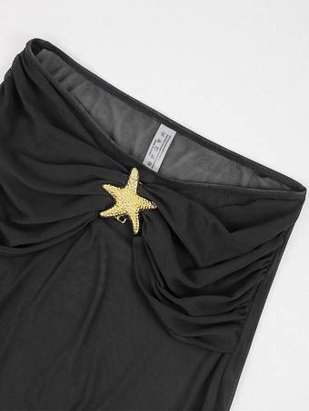 ストラップレスビキニとマキシスカート、ヒトデの装飾付き 3 ピース水着セット 2025