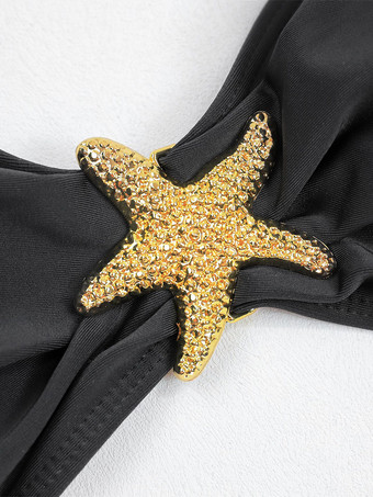 ストラップレスビキニとマキシスカート、ヒトデの装飾付き 3 ピース水着セット 2025