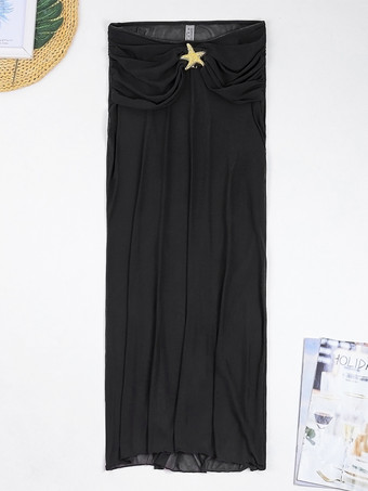 ストラップレスビキニとマキシスカート、ヒトデの装飾付き 3 ピース水着セット 2025