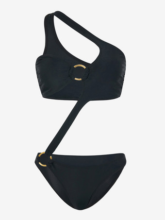 リングリンクワンショルダーカットアウトワンピース水着セット2025