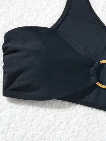 リングリンクワンショルダーカットアウトワンピース水着セット2025