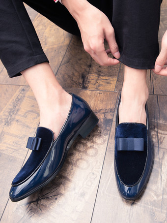 メンズ ベルギーローファー スリッポン ポインテッドトゥ リボン装飾 ペニーシューズ スエード スプライスレザー モカシンシューズ